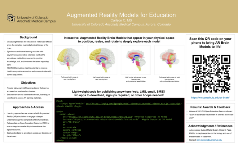 Augmented Reality Models for Education​ – Association of American Medical Colleges GIR 2024, Poster Presentation